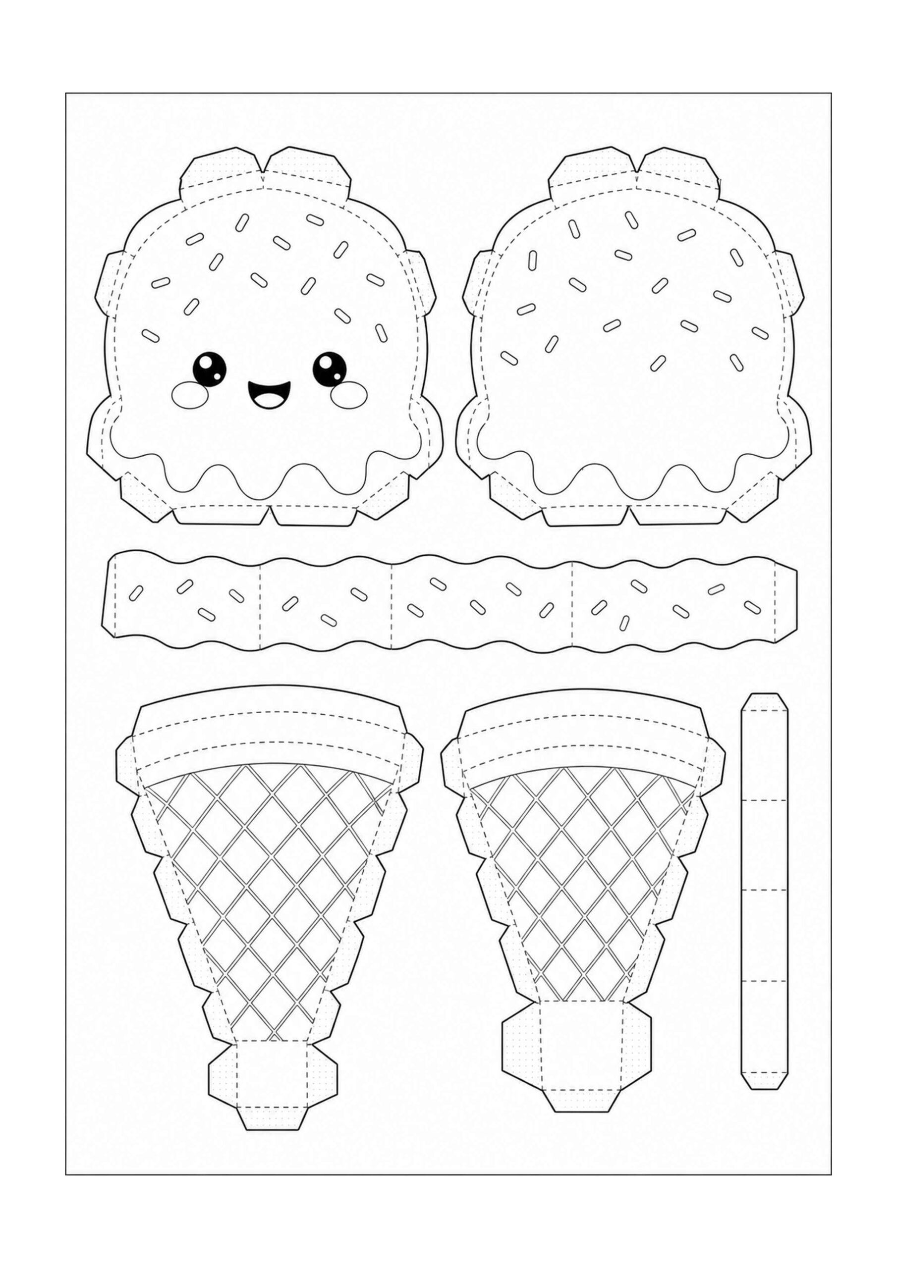 Desenho de Paper Squishy Bola Sorvete Casquinha Desenho Colorir Imprimir 10