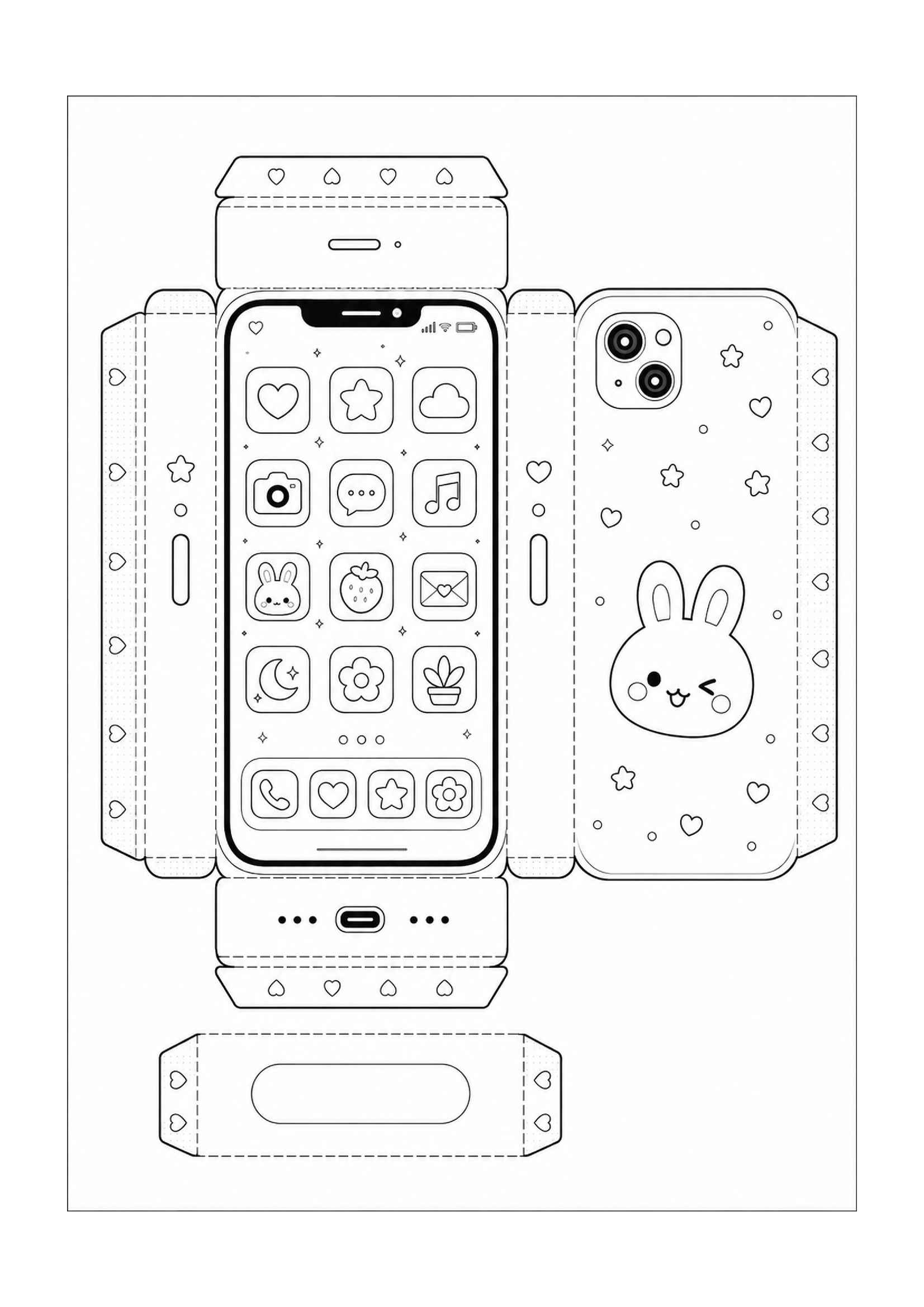 Desenho de Paper Squishy Celular Smartphone Desenho Colorir Imprimir 18