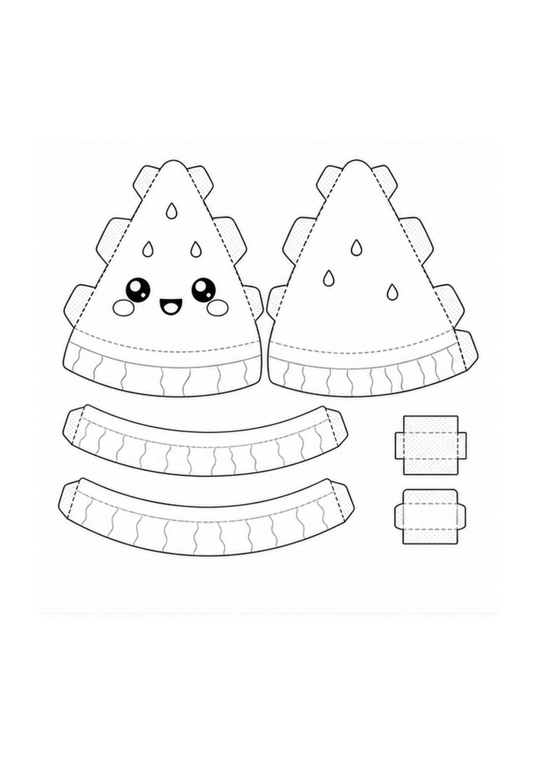 Desenho de Paper Squishy Melancia Fatia Desenho Colorir Imprimir 28