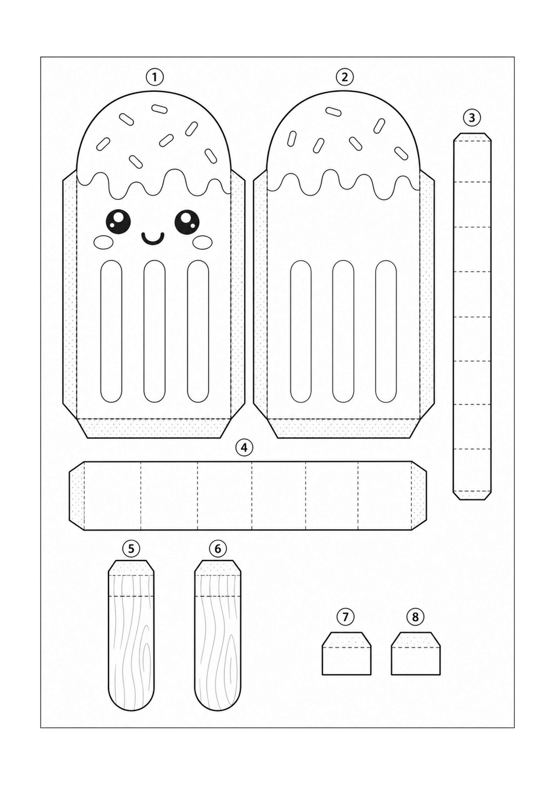 Desenho de Paper Squishy Picole Sorvete Desenho Colorir Imprimir 20