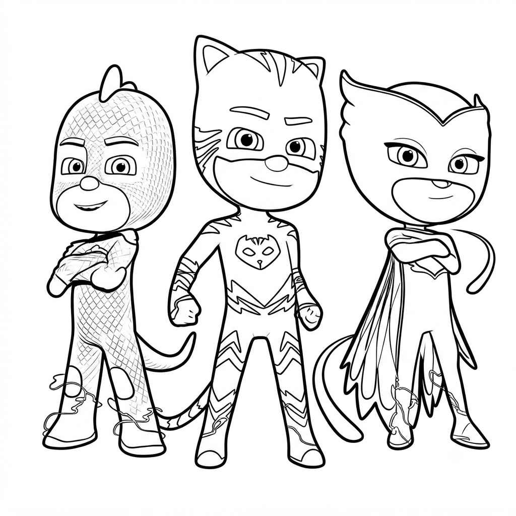 Desenho de Pj Masks Pose Reunidos Desenho Colorir Imprimir 5