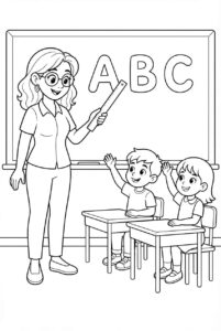 Desenho de Professora Portugues Alfabeto Desenho Colorir Imprimir 02
