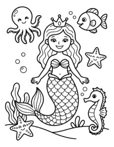 Desenho de Sereia Animais Fundo Mar Desenho Colorir Imprimir 16