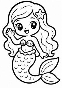 Desenho de Sereia Feliz Desenho Colorir Imprimir 03
