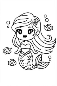 Desenho de Sereia Fofa Desenho Colorir Imprimir 13