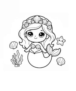 Desenho de Sereia Kawaii Desenho Colorir Imprimir 12