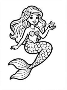 Desenho de Sereia Pose Desenho Colorir Imprimir 08