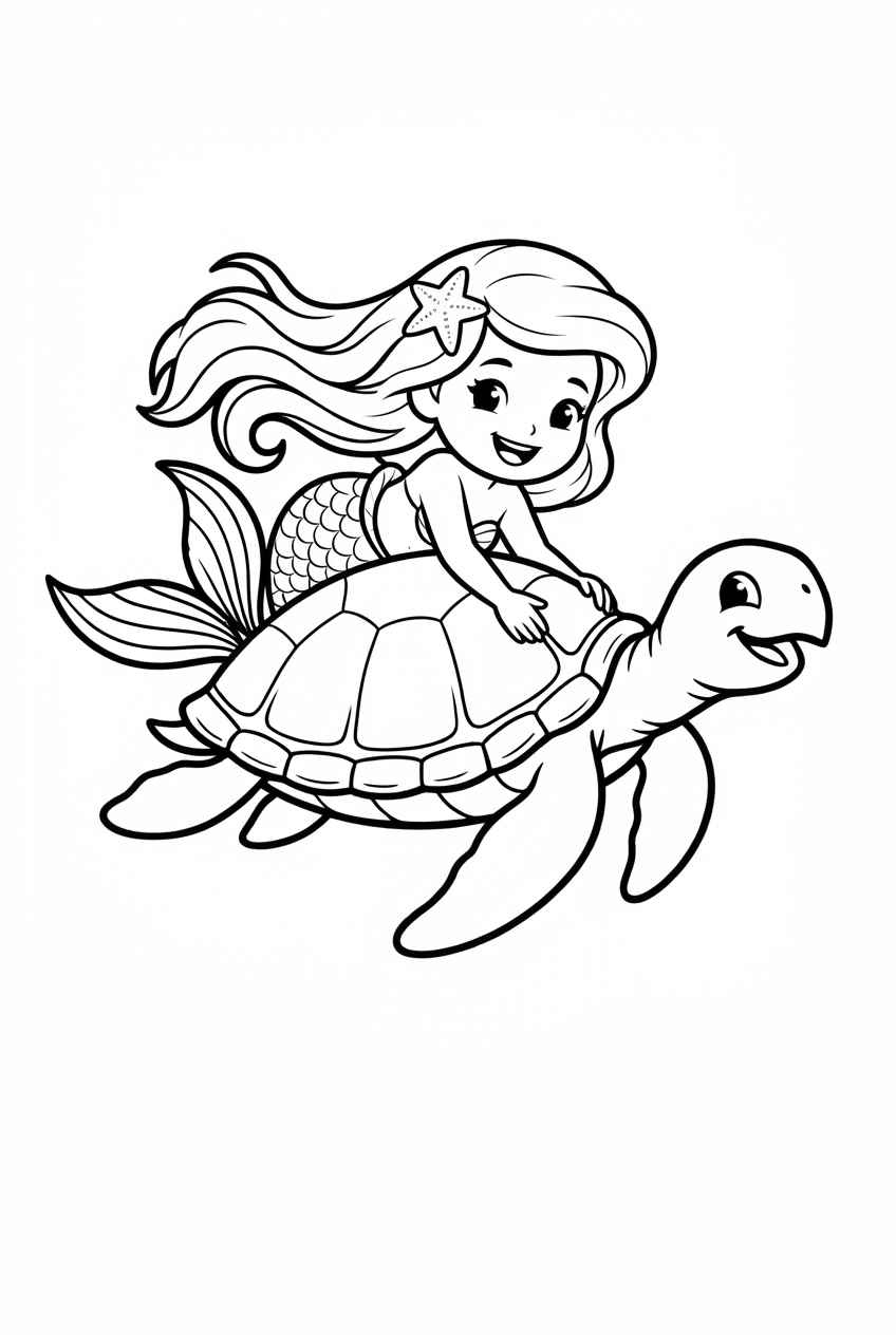 Desenho de Sereia Tartaruga Desenho Colorir Imprimir 15