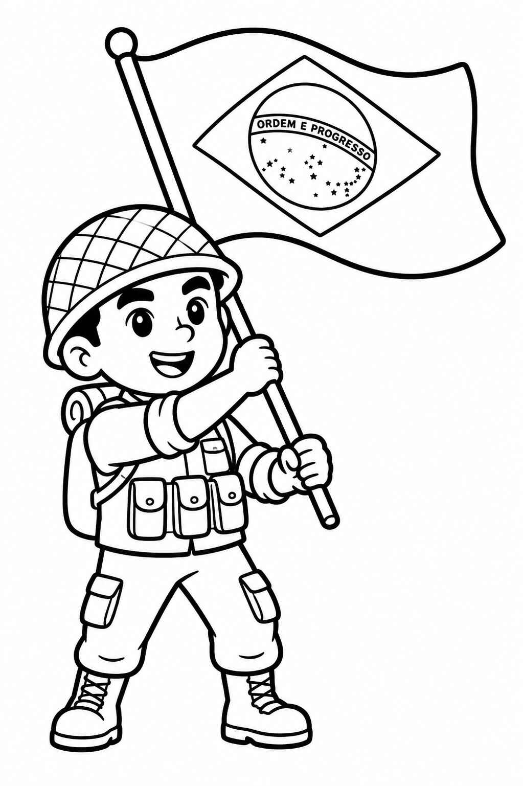 Desenho de Soldado Agitando Bandeira Desenho Colorir Imprimir 01