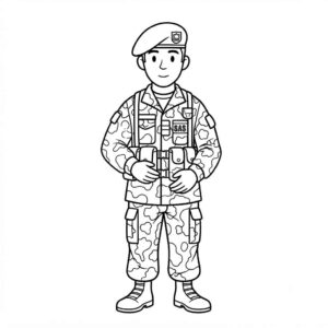 Desenho de Soldado Boina Desenho Colorir Imprimir 07