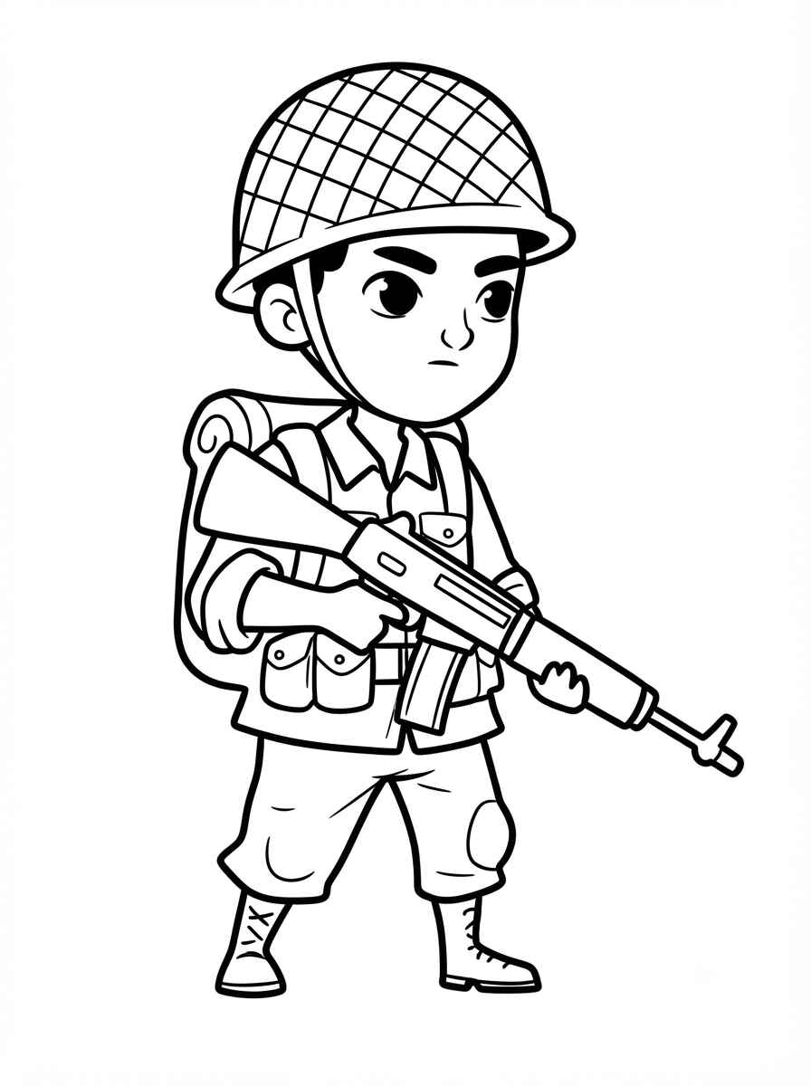 Desenho de Soldado Com Arma Desenho Colorir Imprimir 10