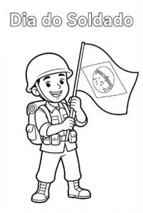 Desenho de Soldado Dia Do Soldado Segurando Bandeira Desenho Colorir Imprimir 06