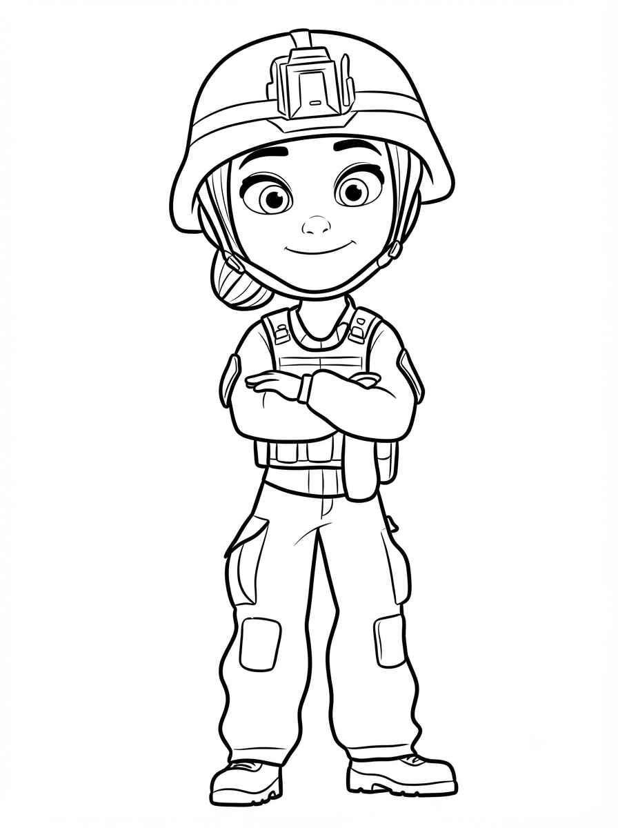 Desenho de Soldado Feminina Desenho Colorir Imprimir 09