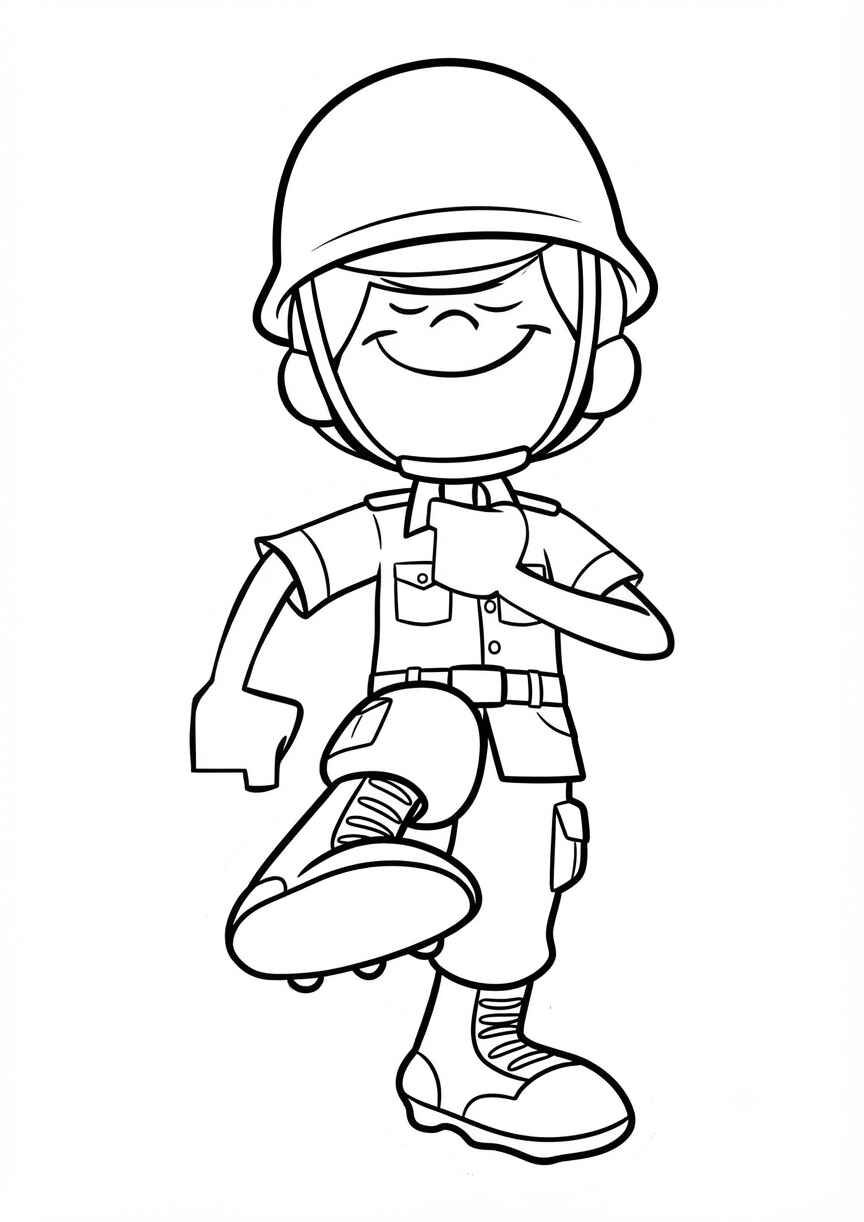 Desenho de Soldado Marchando Cartoon Desenho Colorir Imprimir 08