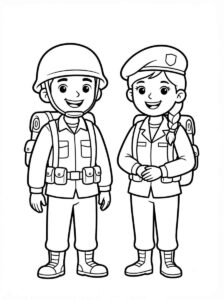 Desenho de Soldados Mascuino Feminina Desenho Colorir Imprimir 04