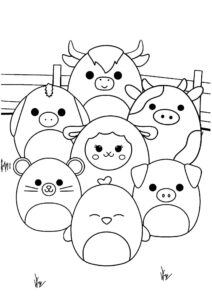 Desenho de Squishmallow Animais Fazenda Para Colorir Imprimir Desenho