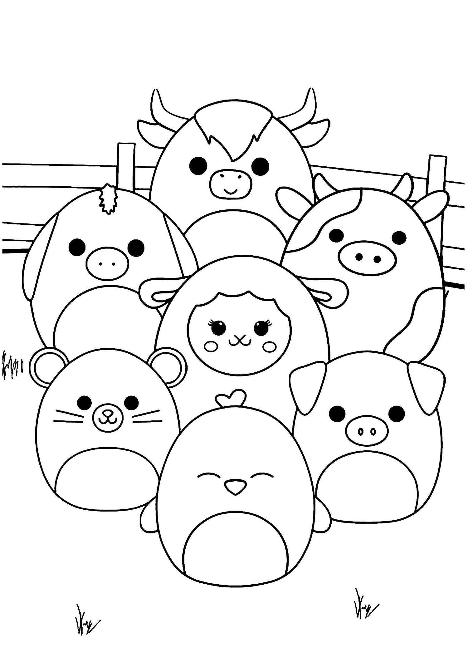 Desenho de Squishmallow Animais Fazenda Para Colorir Imprimir Desenho