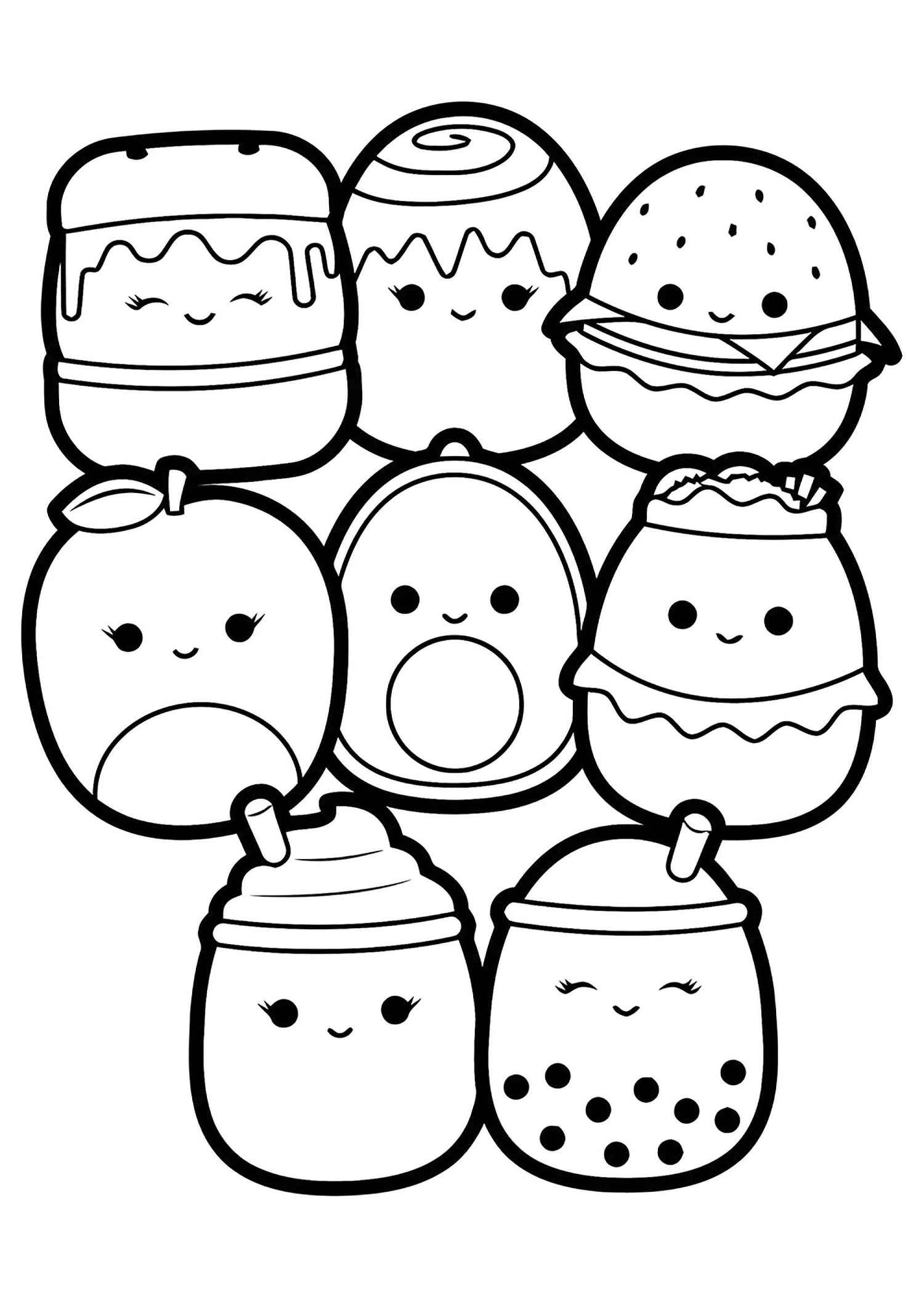 Desenho de Squishmallow Comidinhas Para Colorir Imprimir Desenho