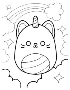 Desenho de Squishmallow Gato Unicornio Desenho Colorir Imprimir 02