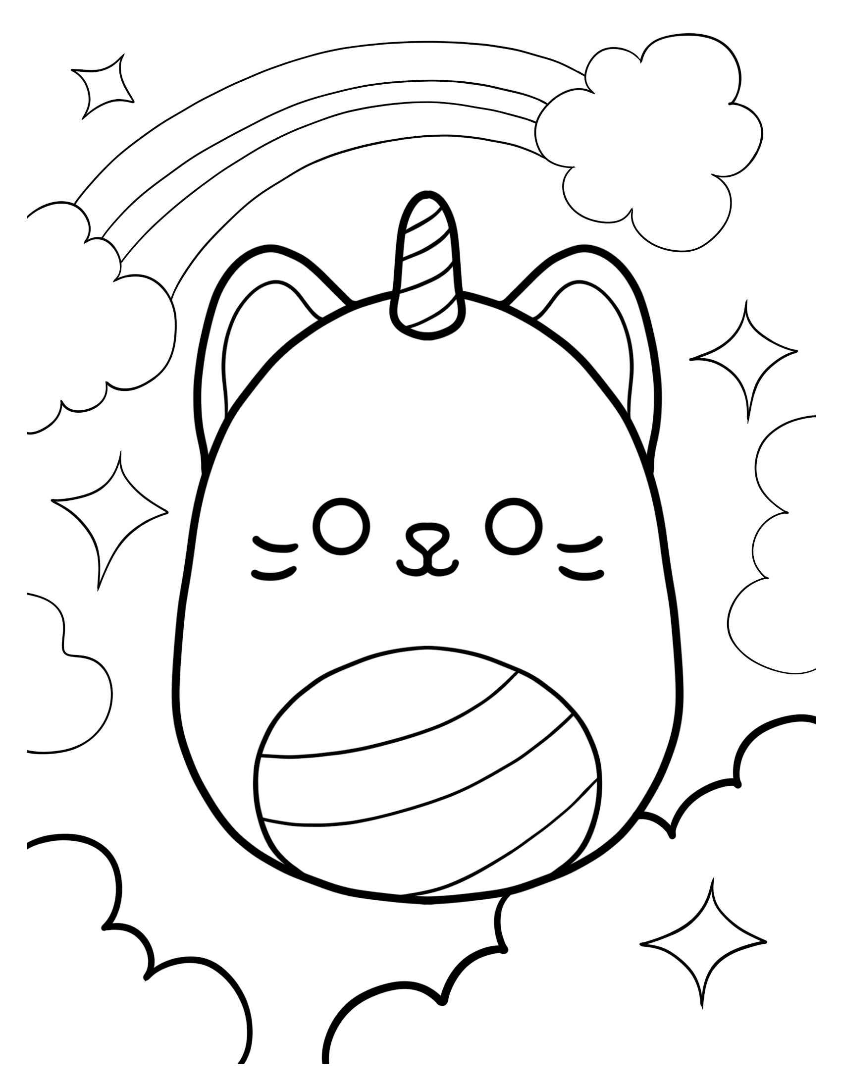 Desenho de Squishmallow Gato Unicornio Desenho Colorir Imprimir 02
