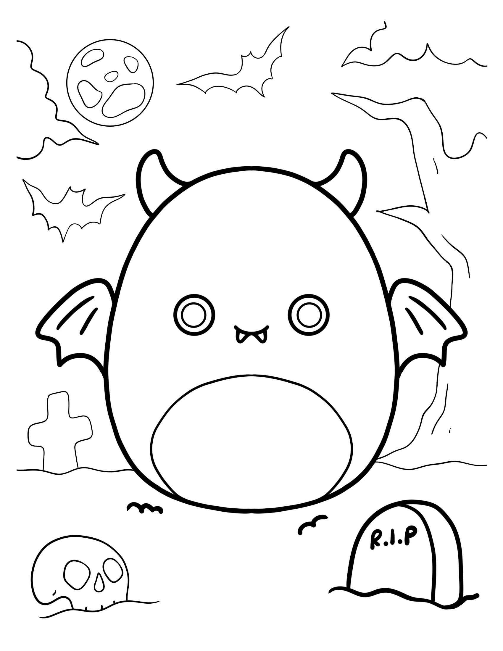 Desenho de Squishmallow Morcego Desenho Colorir Imprimir 04
