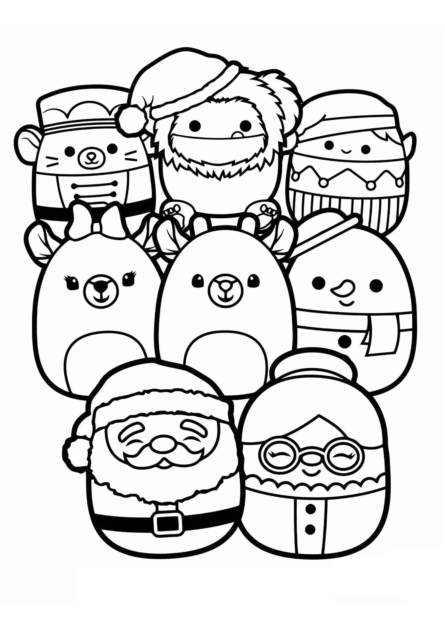 Desenho de Squishmallow Natal Para Colorir Imprimir Desenho