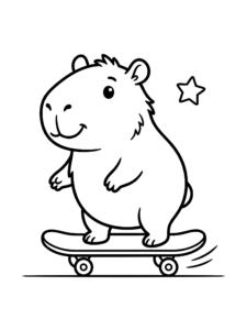 Desenho de Desenho De Capivara Andando De Skate Para Colorir E Imprimir