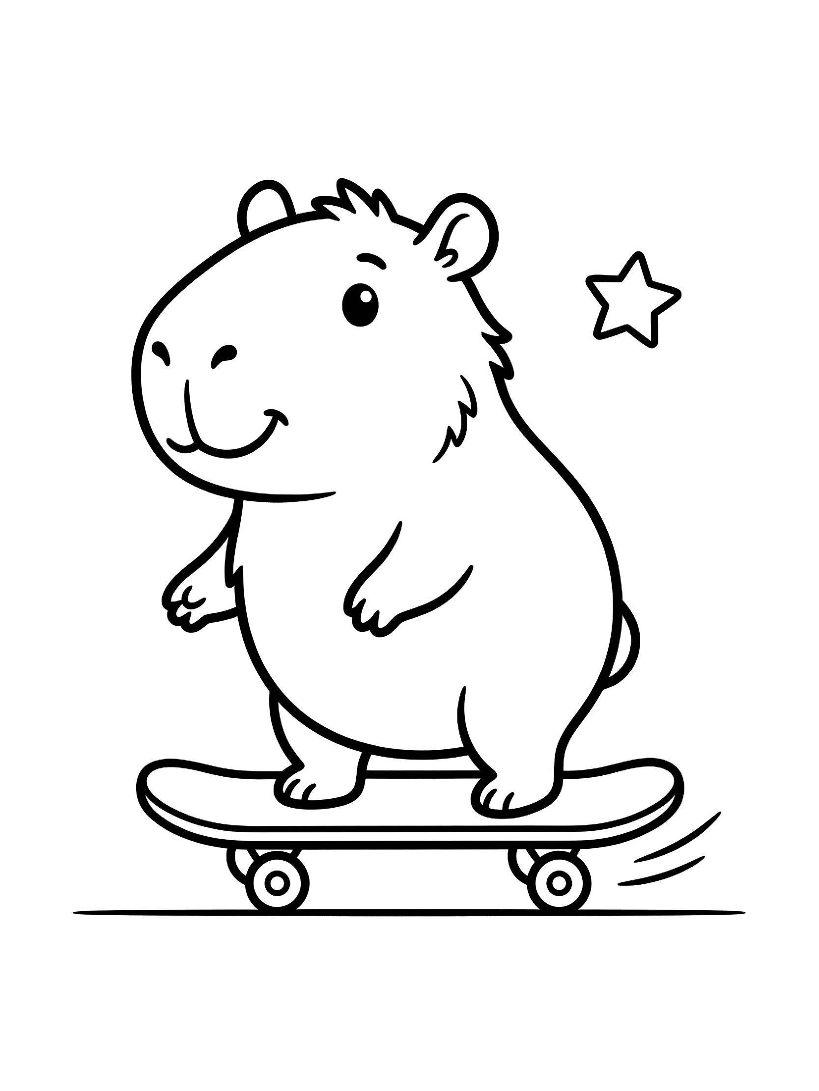 Desenho de Desenho De Capivara Andando De Skate Para Colorir E Imprimir