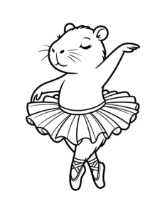 Desenho de Desenho De Capivara Bailarina De Tutu E Sapatilhas Para Colorir E Imprimir