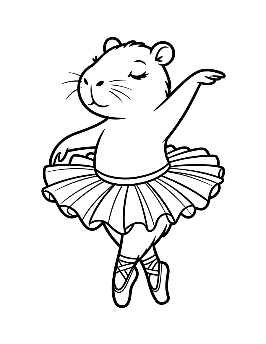 Desenho de Desenho De Capivara Bailarina De Tutu E Sapatilhas Para Colorir E Imprimir