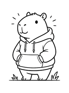 Desenho de Desenho De Capivara De Moletom Com As Maos No Bolso Para Colorir E Imprimir