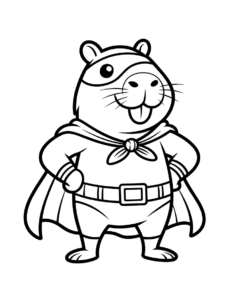 Desenho de Desenho De Capivara Super Heroi De Capa E Mascara Para Colorir E Imprimir