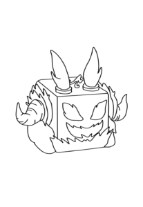 Desenho de Desenho De Blox Fruits Com Fruta Em Chamas De Sorriso Assustador Para Colorir E Imprimir