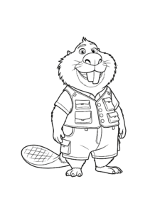 Desenho de Zootopia Com O Castor Nibbles Maplestick Para Colorir E Imprimir